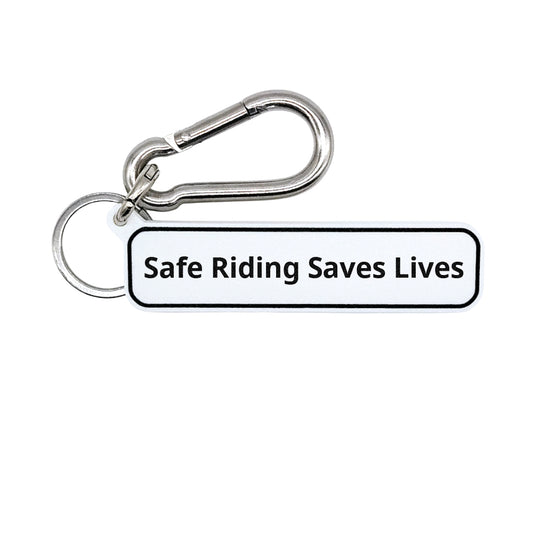 "Safe Riding Saves Lives" Minimalist Rdie Safe Quote Tag for Bags, Keys