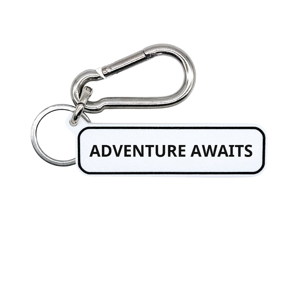 "ADVENTURE AWAITS" Minimalist Inspirational Tag for Bags, Keys