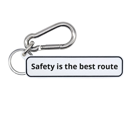 "Safety is the best route" Minimalist Rdie Safe Quote Tag for Bags, Keys