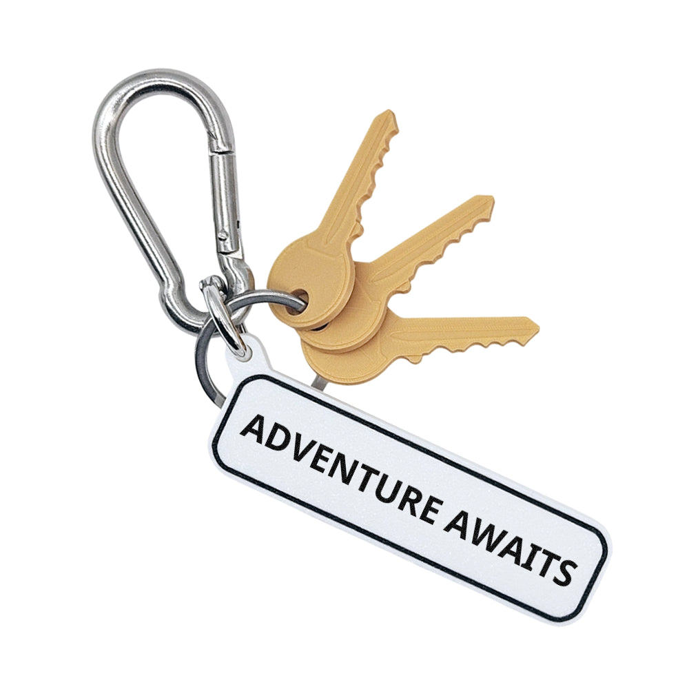 "ADVENTURE AWAITS" Minimalist Inspirational Tag for Bags, Keys