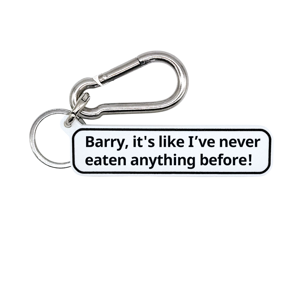 "Barry, it's like I've never eaten anything before!" The Flash Movie Quote Tag for Bags, Keys