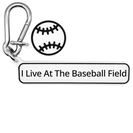 I Live At The Baseball Field - Baseball Bag Charm