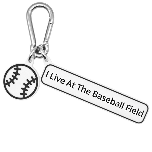 I Live At The Baseball Field - Baseball Bag Charm