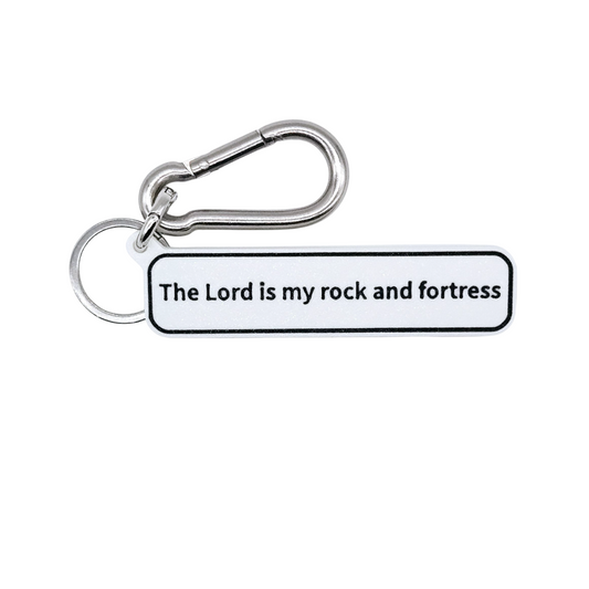 "The Lord is my rock and fortress." (Psalm 18:2) Keychain Pendant Bag Charms