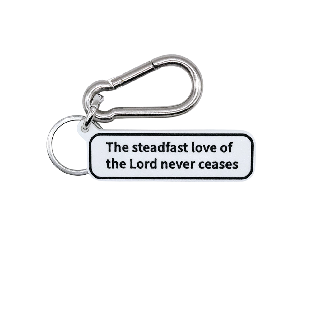 "The steadfast love of the Lord never ceases" (Lamentations 3:22) Keychain Pendant Bag