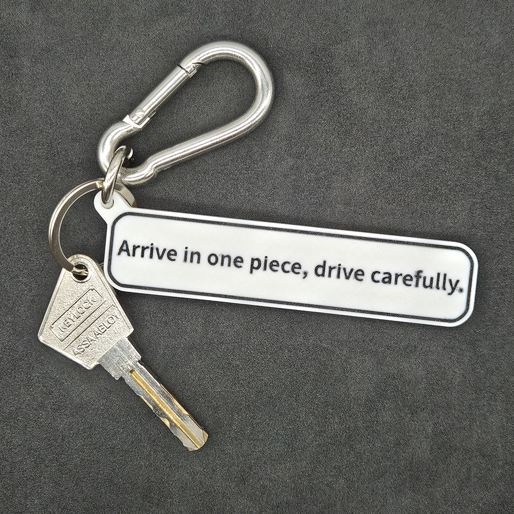 "Arrive in one piece, drive carefully" Keychain Pendant Bag Charms