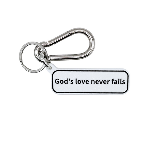 "God's love never fails" Keychain Pendant Bag Charms