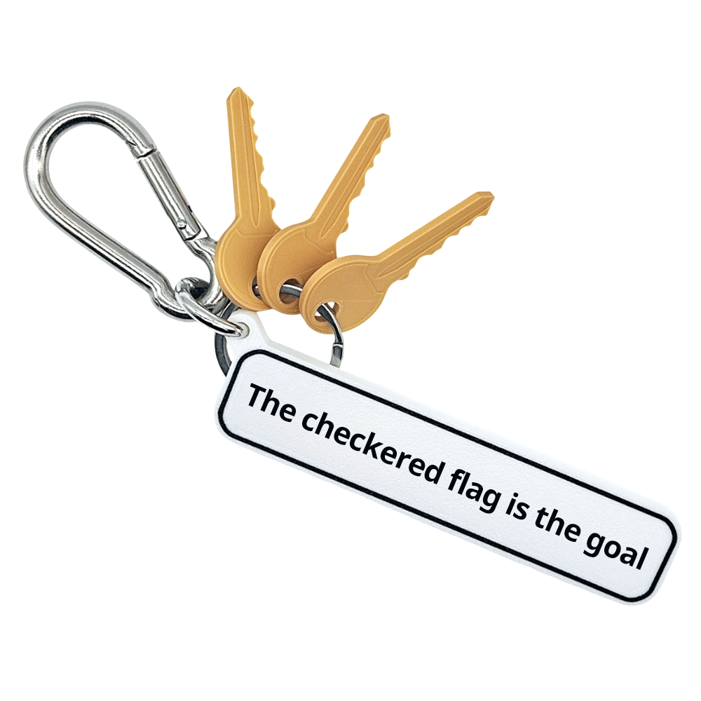 The checkered flag is the goal