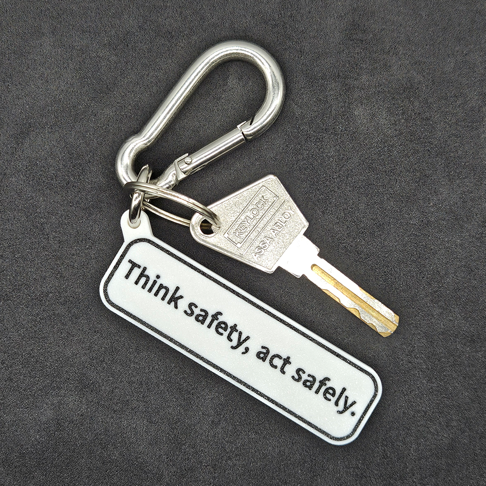 "Think safety, act safely" Keychain Pendant Bag Charms