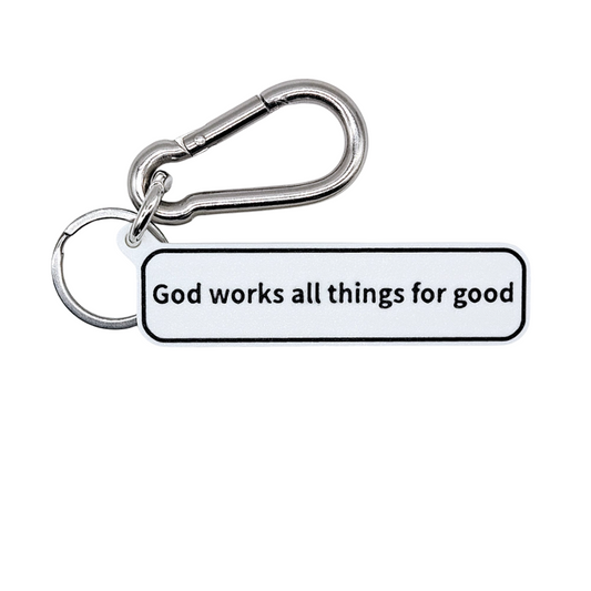 "God works all things for good" (Romans 8:28) Keychain Pendant Bag Charms