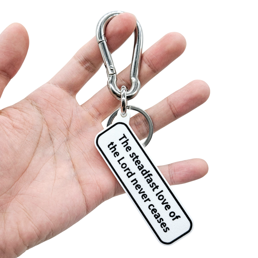 "The steadfast love of the Lord never ceases" (Lamentations 3:22) Keychain Pendant Bag