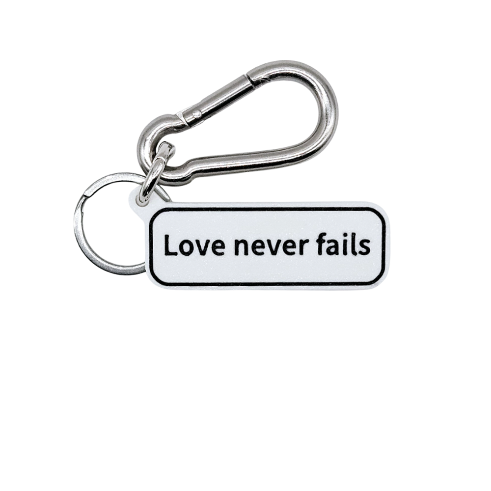 "Love never fails" (1 Corinthians 13:8) Keychain Pendant Bag Charms