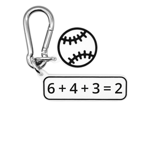 6 + 4 + 3 = 2 - Baseball Bag Charm