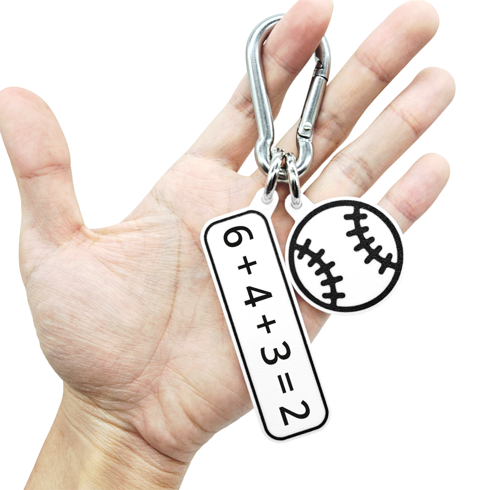 6 + 4 + 3 = 2 - Baseball Bag Charm